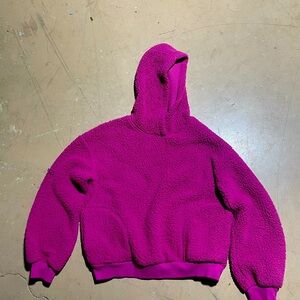 Bright magenta fluffy girls hoodie